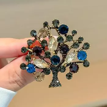 Брошь Premium Sense Niche Temperament Pin Diamond Tree Of Life Брошь Пальто Куртка Одежда Аксессуары Партия