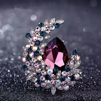 Брошь «Радуга и луна в виде капли воды» Роскошная элегантная брошь из сплава красный