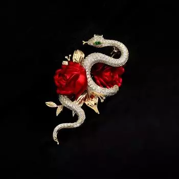 Брошь Rose Luxury, женская изысканная роскошная брошь Rose And Snake, аксессуары для костюмов Niche Design