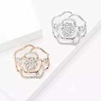 Брошь-роза из полого сплава со стразами, модная, темпераментная, женская одежда, брошь-украшение, булавка