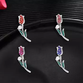 Брошь-роза Простые ювелирные изделия Аксессуары Бриллиантовая маленькая булавка-цветок Брошь Аксессуары для одежды
