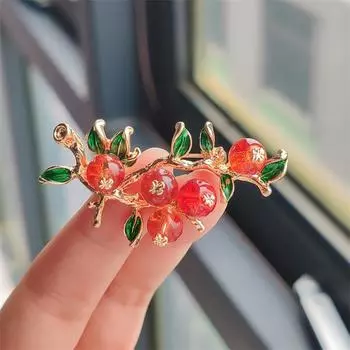 Брошь «Руйи» из хурмы, легкая, роскошная, модная, анти-легкая, фруктовая, растительная, воротник, булавка, булавка для пальто