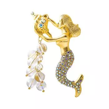 Брошь «Русалка» Роскошная булавка для шелкового шарфа, пряжка, модный универсальный корсаж Ins Аксессуары