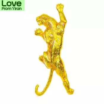 Брошь с эмалью в виде леопарда, булавка в виде животного, женская и мужская бижутерия, 3 цвета, доступные, аксессуары для вечеринок оранжевый