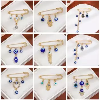 Брошь с бахромой в виде глаза, голубого свитера с холодным ветром, креативная, инкрустированная бриллиантами