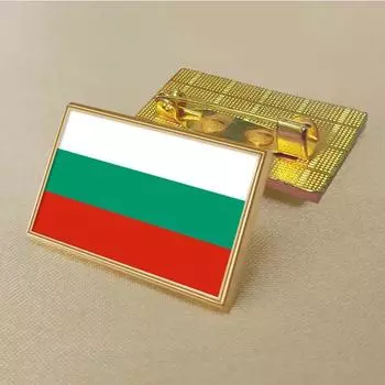 Брошь с болгарским флагом 2,5 * 1,5 см, цинковый сплав, литье под давлением, ПВХ, цветная печать и покрытие, золотая прямоугольная форма