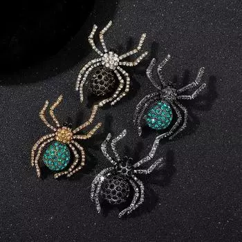 Брошь с бриллиантами в стиле ретро «Паук на Хэллоуин», брошь из горячего сплава, креативные модные аксессуары для одежды из сплава в Европе и Америке.