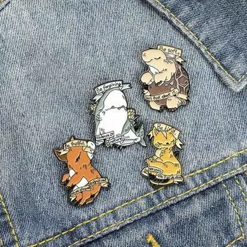 Брошь с героями мультфильмов, булавки из сплава, кит, черепаха, эмалевый значок, аксессуары для одежды 1
