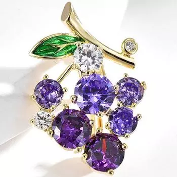 Брошь с хрусталем винограда, булавка со стразами и фруктами, женские броши, свадебные украшения, подарки