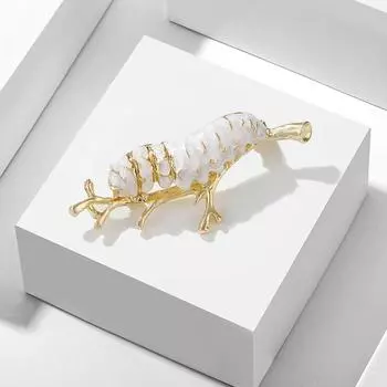 Брошь с изображением насекомых, изысканное платье, белый шелкопряд, украшение в виде цветка на груди, европейская и американская модная булавка с изображением животного белый
