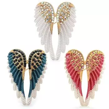 Брошь с крыльями ангела со стразами, булавки для женщин и мужчин, свадебные украшения, подарок белый