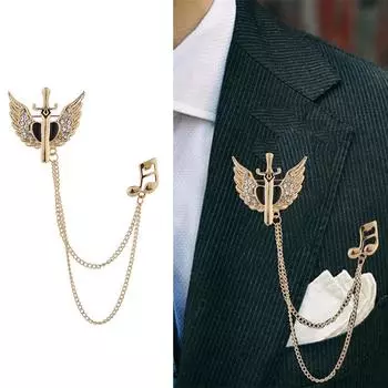 Брошь с крыльями ангела в стиле ретро, высококачественная мужская модная циркониевая кисточка, костюм, рубашка, значок, булавка на лацкан, броши, аксессуары для одежды, ювелирные изделия золотой