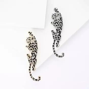 Брошь с леопардовым принтом из сплава и страз, изысканная, высокого класса, для мужского и женского костюма, корсаж, ювелирное украшение