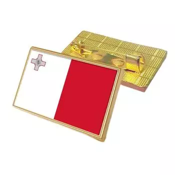 Брошь с мальтийским бело-красным двухцветным флагом и логотипом Георгиевского креста в верхнем левом углу, цинковый сплав 2,5 * 1,5 см #1