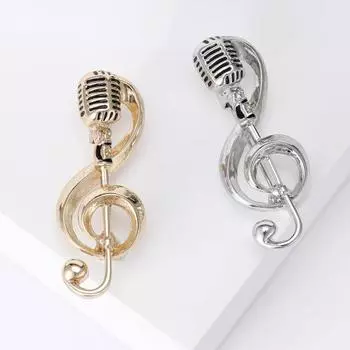 Брошь с музыкальной нотой, блестящие бриллианты, аксессуары для одежды из сплава, брошь на булавках, простой корсаж для женщин золотистый