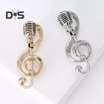 Брошь с музыкальной нотой, блестящие бриллианты, аксессуары для одежды из сплава, брошь на булавках, простой корсаж для женщин золотистый