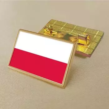 Брошь с национальным флагом Польши, 2,5*1,5 см, цинковый сплав, литье под давлением, ПВХ, цветная печать и покрытие, золотая прямоугольная форма, польский значок, прямоугольник