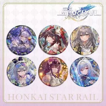 Брошь с персонажем Star Rail 58 мм, изящная жестяная булавка с изображением таких персонажей, как Firefly Robin и других, идеально подходит для значков и аксессуаров для косплея About 58mm badge
