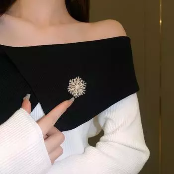 Брошь с темпераментом, вращающаяся брошь с цирконом и снежинкой, индивидуальная роскошная булавка, простые аксессуары для женщин золотой