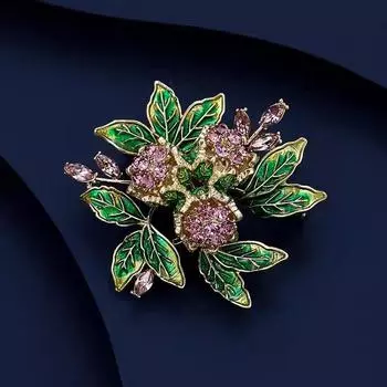 Брошь с зеленым листом и фиолетовым цветком, эксклюзивный женский дизайн, брошь с цветком для костюма, аксессуары для броши Tide