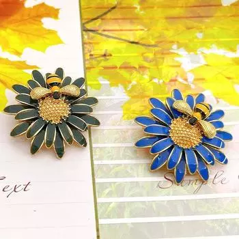 Брошь Sense Fashion Creative Simple Enamel Подсолнух Ромашки Цветок Пчела Дамы Ювелирные Изделия
