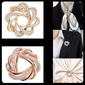 Брошь Шелковый шарф двойного назначения Многофункциональные аксессуары для одежды Корсаж с бриллиантами Женские атмосферные булавки Аксессуары