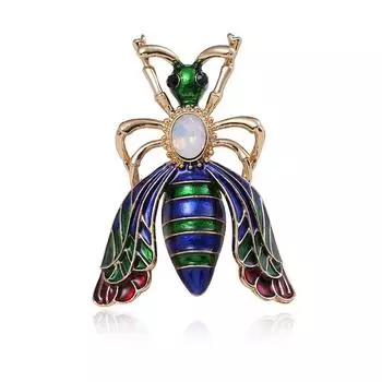 Брошь «Слезящая пчела» Брошь со стразами Брошь с цирконами Брошь в виде животного из мультфильма Металлическая брошь-булавка синий