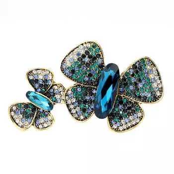 Брошь со стразами, 2 броши-бабочки, цвет омбре, булавка с насекомыми, винтажные красивые зимние аксессуары, новый дизайн 2022