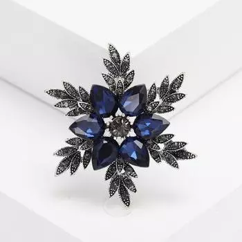 Брошь со стразами, креативная брошь в виде снежинки из кристаллов чернильно-синего цвета, аксессуары для модного костюма с темпераментом