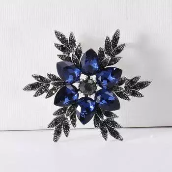 Брошь со стразами, креативная чернильная синяя маленькая брошь с кристаллами в виде снежинки, модная брошь для костюма с темпераментом, аксессуары для воротника