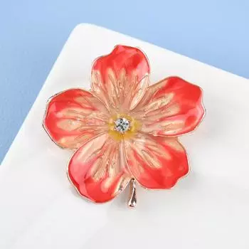 Брошь со стразами, масло красного цвета, цветы гибискуса, брошь для женщин, повседневная свадебная брошь из сплава, булавки, подарки