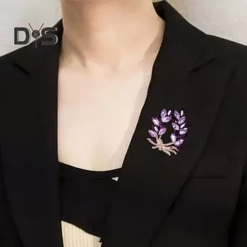 Брошь со стразами тонкой работы, булавка из искусственного кристалла Bauhinia, форма букета, женская булавка, аксессуары для костюмов серебряный