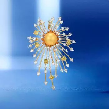 Брошь со стразами в виде яркого фейерверка, женская, высокого класса, нежная, темпераментная, универсальная, аксессуары для одежды Electroplated real gold золотой