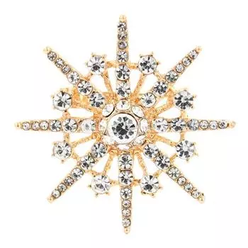 Брошь со стразами в виде звезды, сверкающая хрустальная снежинка, булавка на лацкан для женщин, шапка, шарф, рюкзак, аксессуары золотой