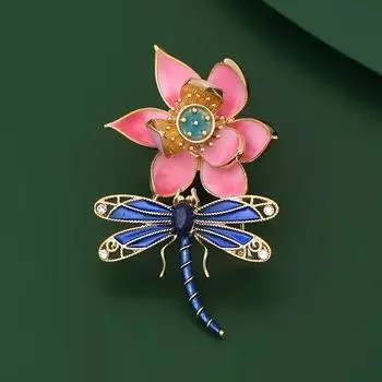 Брошь-стрекоза из эмали Лотос, изысканная женская брошь, темпераментная, антибликовая, аксессуары для одежды