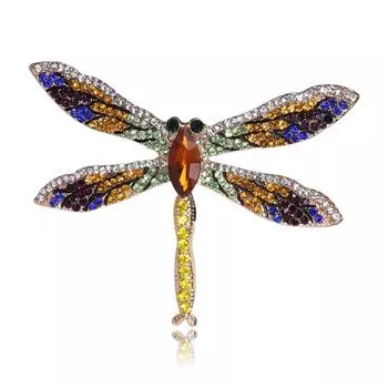 Брошь «Стрекоза» из сплава Wind Full Diamond, универсальные аксессуары для одежды Temperament оранжевый