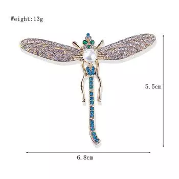 Брошь-стрекоза из жемчуга для женщин в стиле барокко, модная элегантная брошь-булавка