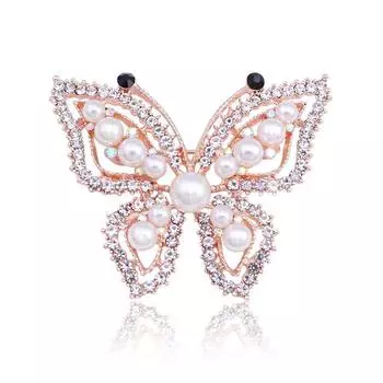 Брошь Tide High-End со стразами Niche Butterfly Pearl Luxury Anti-Glare Jewelry Decorative Brooch