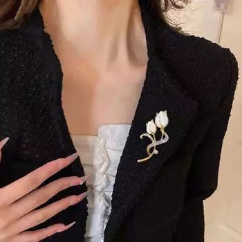 Брошь-тюльпан, элегантная брошь класса люкс, изысканная брошь для свитера, аксессуар в виде цветка на грудь тюльпан