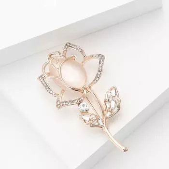 Брошь-тюльпан из сплава со стразами и опалом в виде модного темперамента для женской одежды, украшение для корсажа