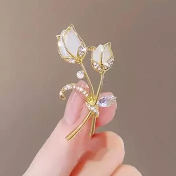 Брошь-тюльпан опал премиум-класса «Ниш» элегантная булавка нежная булавка для свитера аксессуары корсаж тюльпан