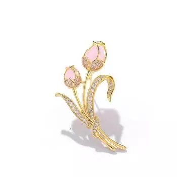 Брошь-тюльпан, женское высококачественное изысканное темпераментное пальто, противоскользящая пуговица для костюма, кардиган, булавка розовый