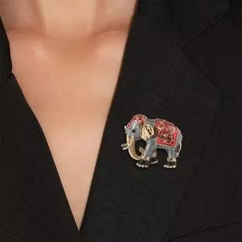 Брошь унисекс, декор со стразами, ретро, капельная эмаль, форма слона, противоскользящий костюм, воротник пальто, шляпа, шарф, украшение, булавка для одежды, вечеринка, выпускной вечер, невеста зелёный