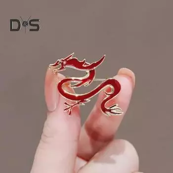 Брошь унисекс в форме дракона, нержавеющая сталь, изысканный винтажный противоскользящий, износостойкий воротник пальто, шляпа, шарф, украшение, булавка для одежды, ювелирный костюм, костюм красный