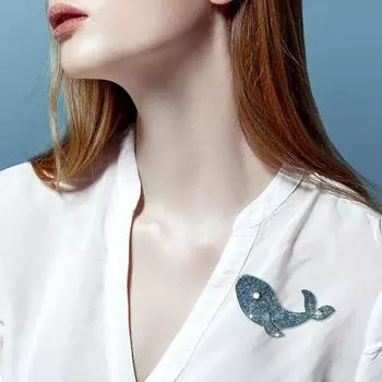 Брошь унисекс в форме кита, декор со стразами, противоскользящая сумка через плечо, воротник пальто, шляпа, шарф, украшение, булавка для одежды, вечерние, выпускной, свадебная одежда, одежда синий