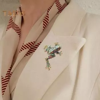 Брошь унисекс в форме лягушки, декор из сплава со стразами, противоскользящая сумка, воротник пальто, шляпа, шарф, украшение, булавка для одежды, вечерние украшения для одежды, выпускного вечера E