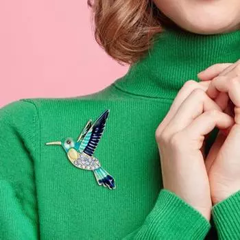 Брошь унисекс в форме птицы, декор со стразами, противоскользящая сумка на плечо, костюм, воротник пальто, шляпа, булавка для одежды, вечерние, выпускной, свадебные украшения для одежды синий