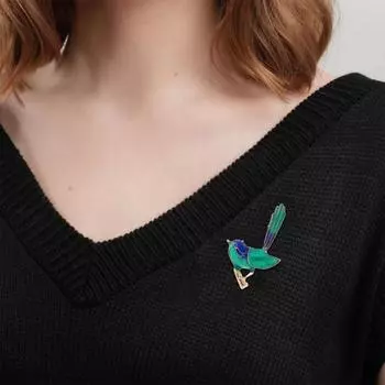 Брошь унисекс в форме птицы, противоскользящая сумка на плечо в форме птицы, костюм, воротник пальто, шляпа, булавка для одежды, вечерние, выпускной, свадебные украшения для одежды зелёный