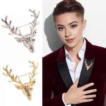 Брошь унисекс в форме рога в стиле ретро, изысканная винтажная противоскользящая износостойкая брошь с воротником пальто, шляпа, шарф, украшение, булавка для одежды, украшения для одежды золотистый