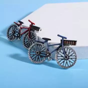 Брошь унисекс в форме велосипеда в стиле ретро, вставка со стразами, индивидуальный стиль, противоскользящая сумка-пальто красный